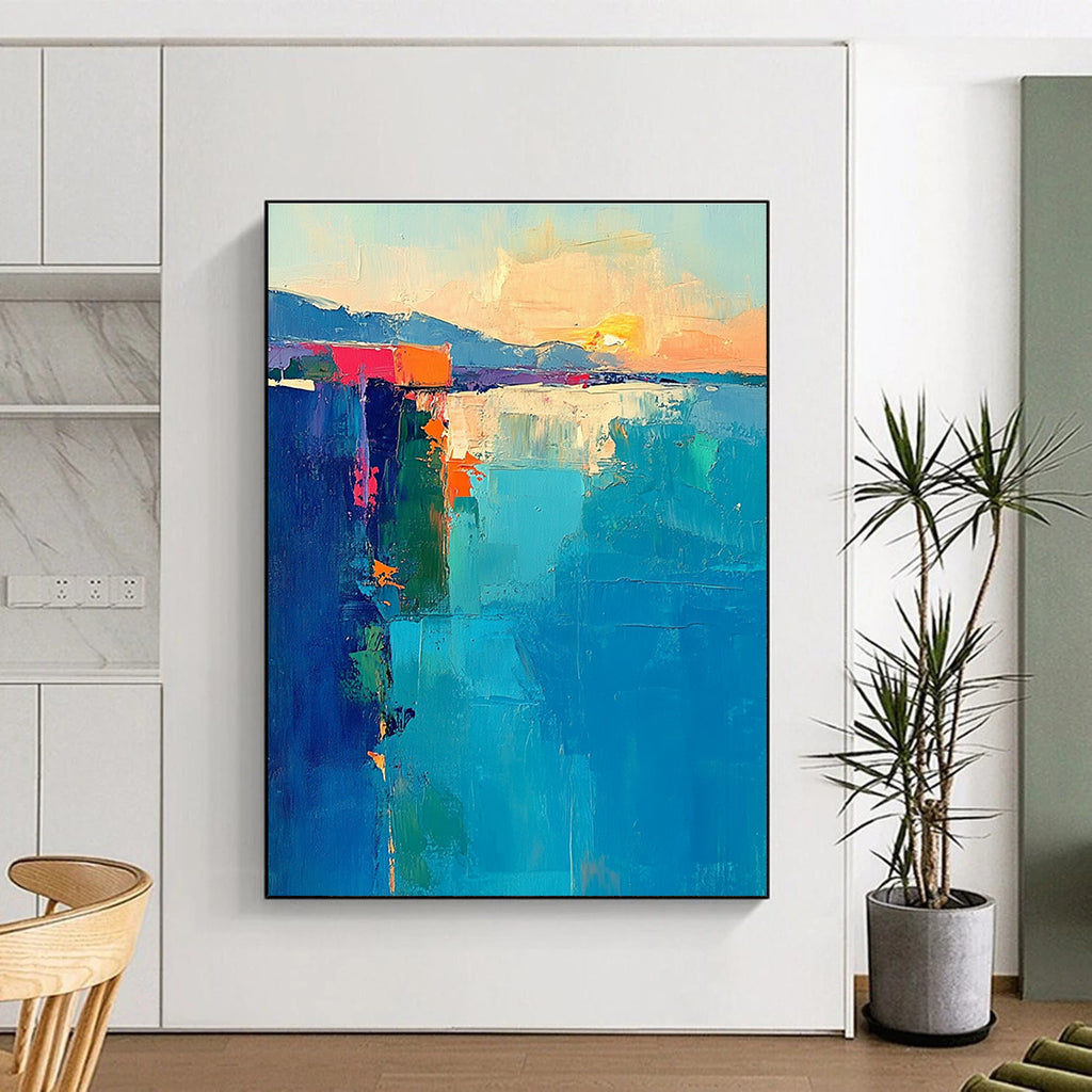Colorful Coastal Scene Abstract Painting with Vibrant Hues GER400