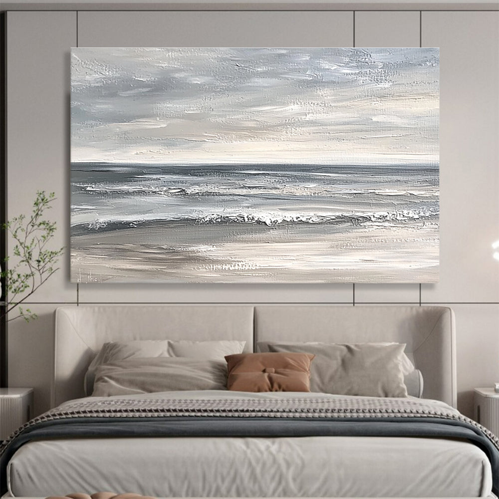 Gray Sea Abstract Landscape Painting with Calm Tones DYP435