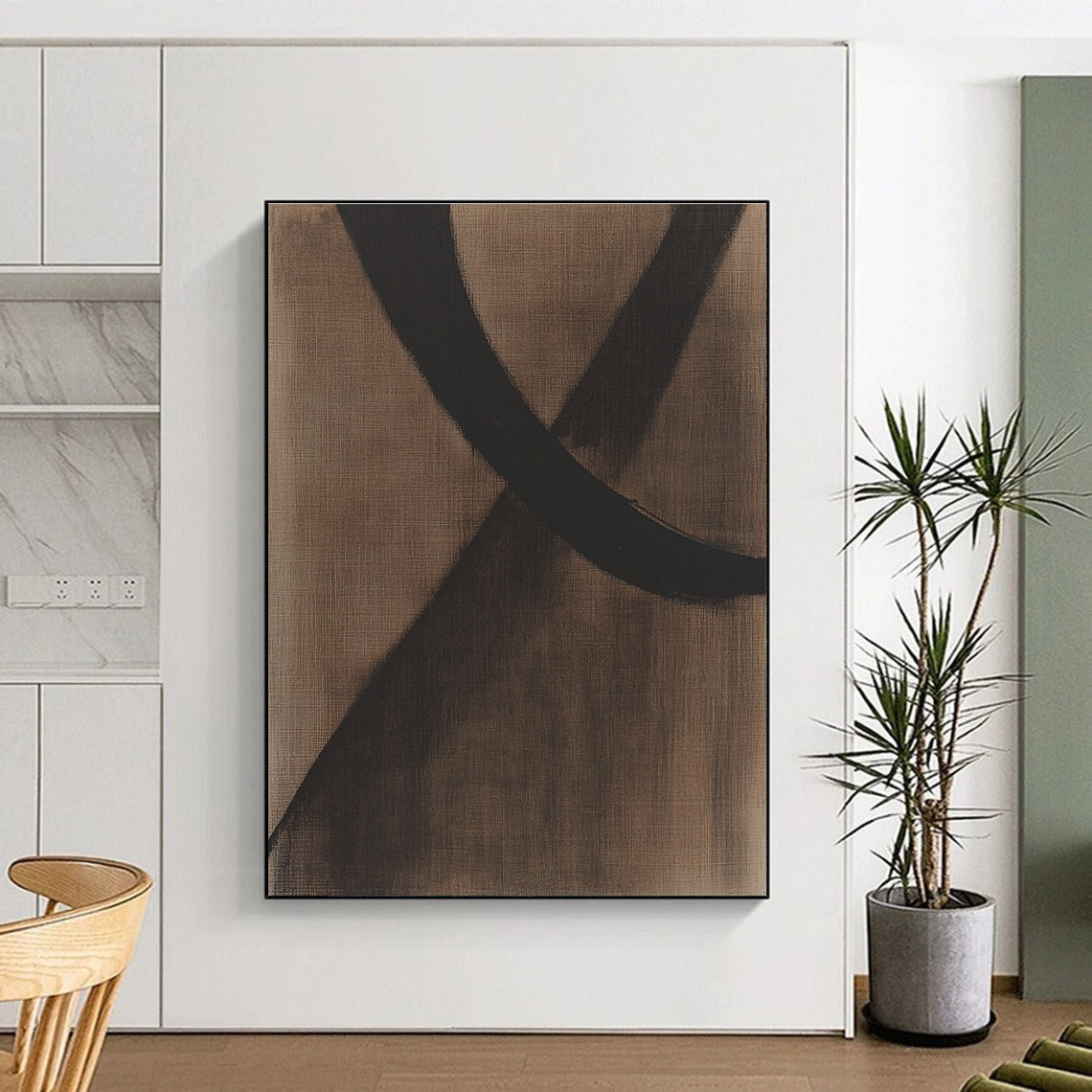Brown and Black Abstract Painting with Bold Brushstrokes GER046