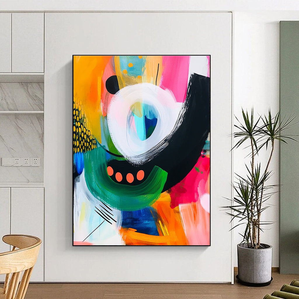 Playful Color Block Abstract Painting with Bold Shapes GER082