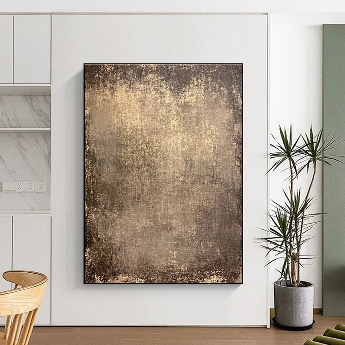 Brown Textured Abstract Painting with Vintage Appeal GER031