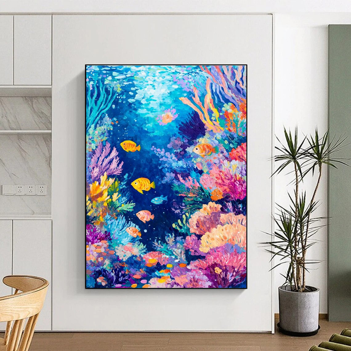 Colorful Underwater World Abstract Painting with Marine Life ADGE527