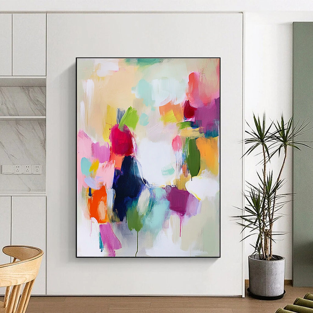 Soft Color Abstract Painting with Gentle Drips GER685