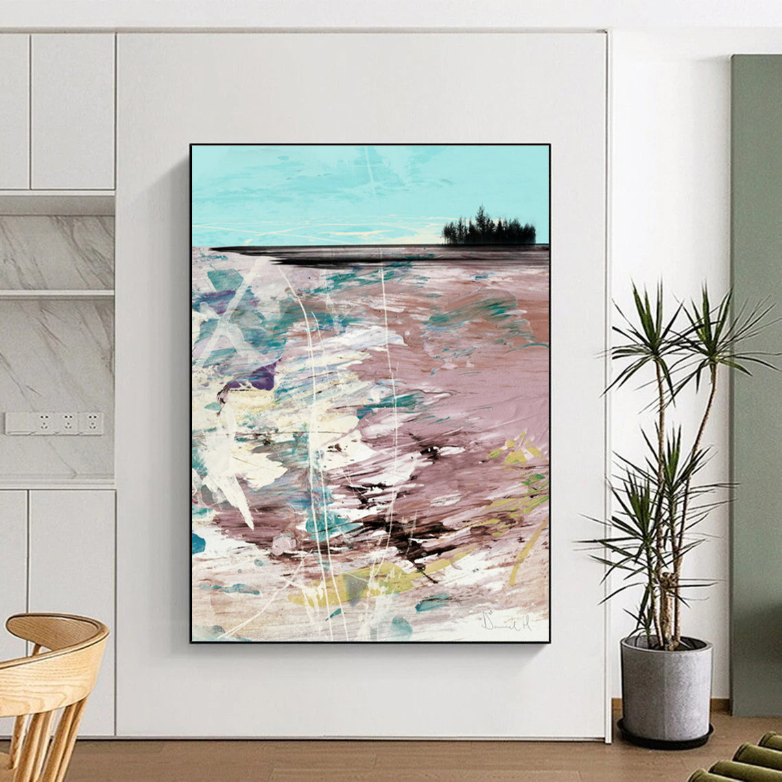 Coastal Abstract in Pink with Soft Hues Painting ADGE198