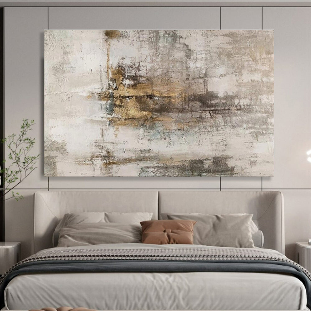 Gray Gold Abstract Painting with Subtle, Muted Elegance THY400