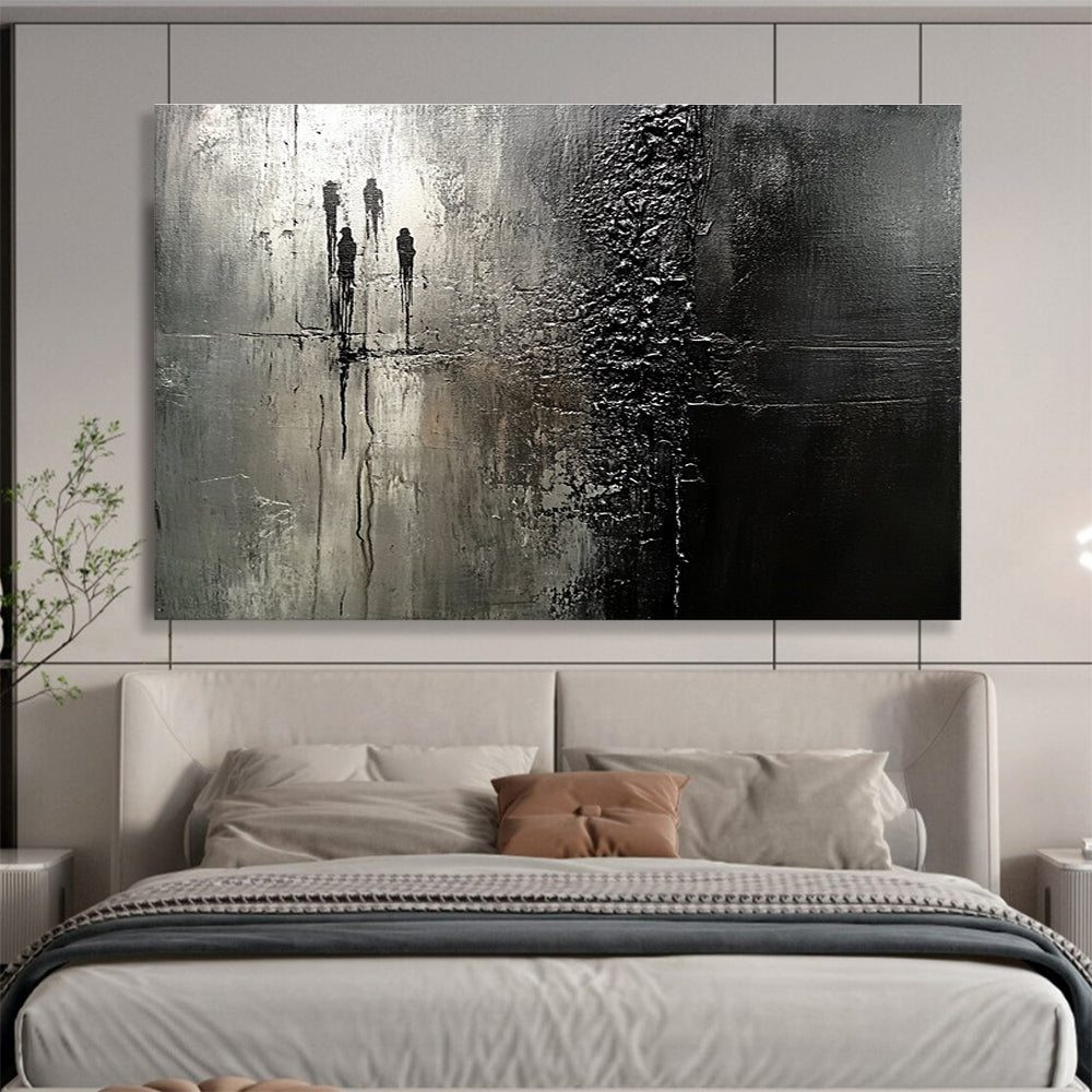 Black White Silhouette - Urban Scene Abstract Painting DYP038