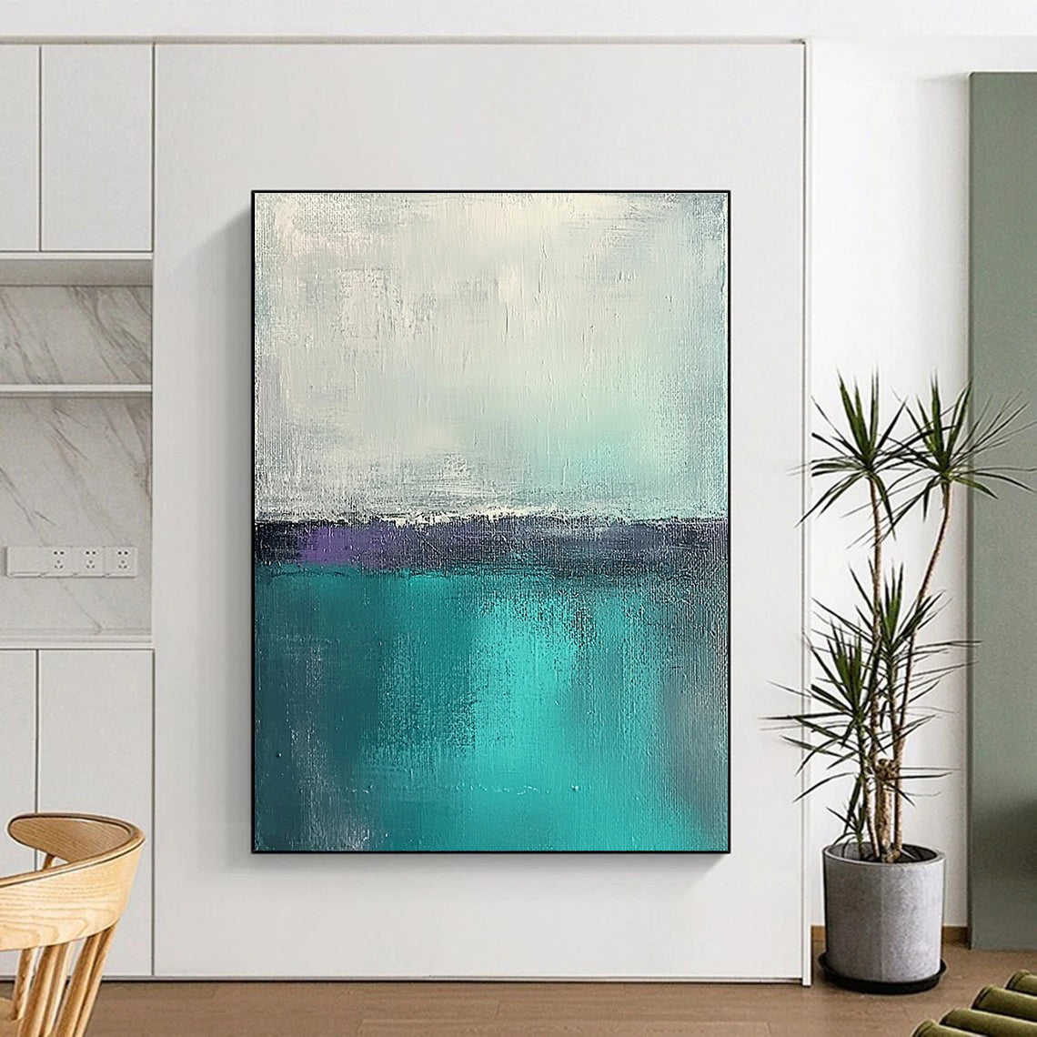 Teal and Purple Abstract Painting with Subtle Gradients GER460