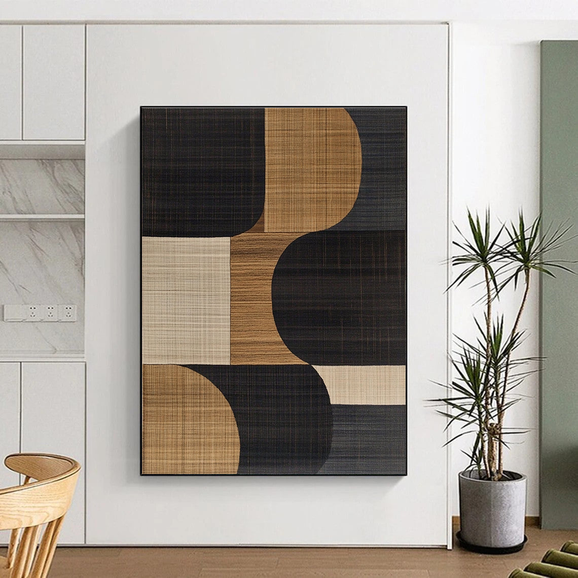 Black Brown Geometric Rug Abstract Painting GER841