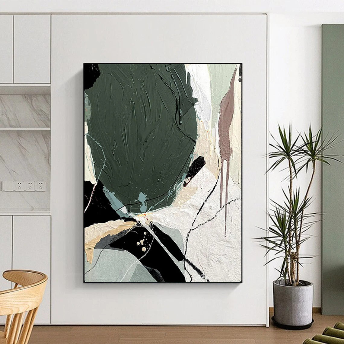 Multicolor Textured Abstract Painting with Eclectic Shapes ADGE505