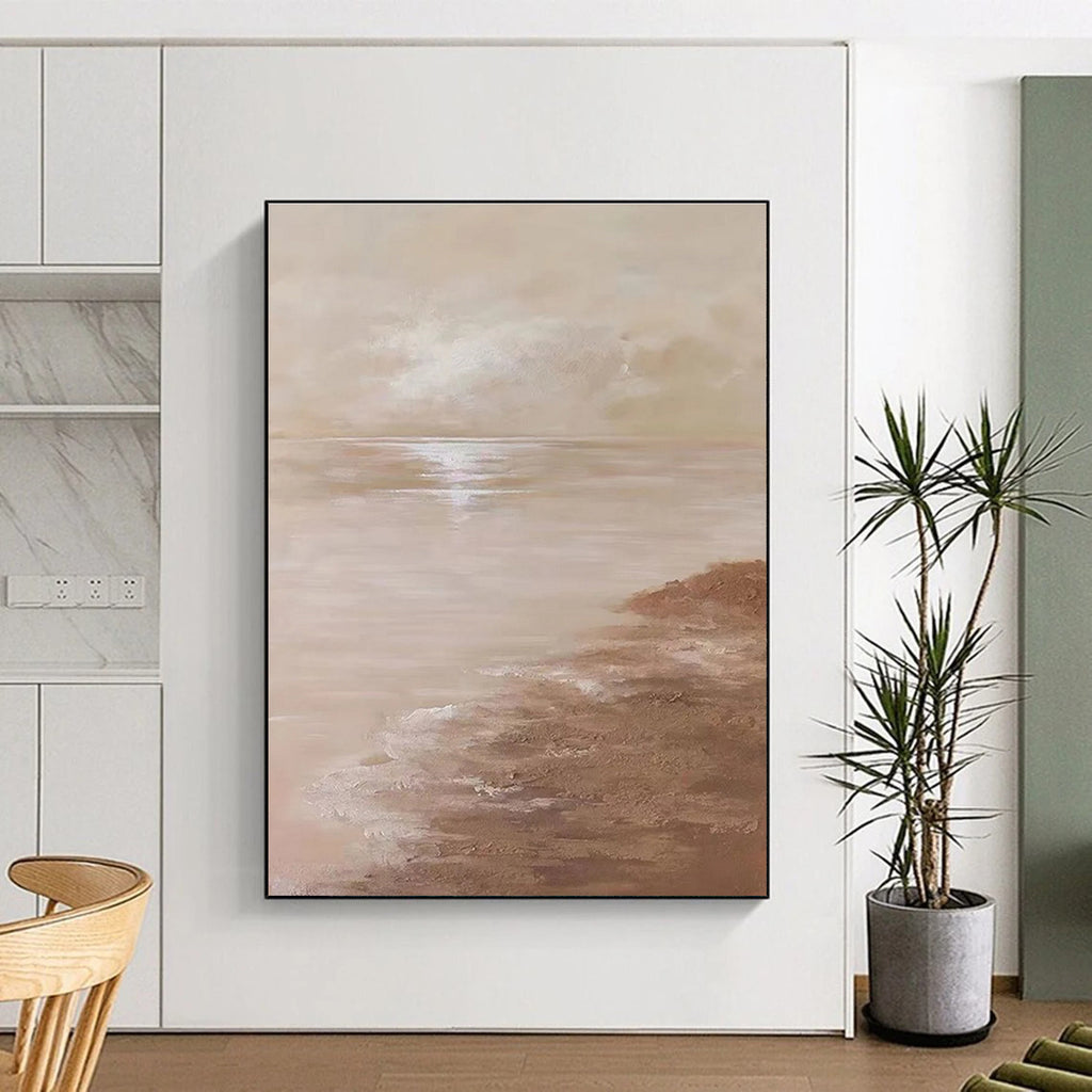 Beige - Toned Seaside Abstract Painting ADGE341