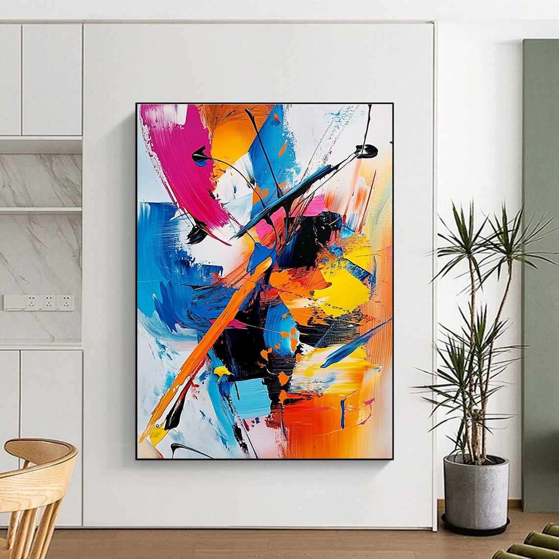 Colorful Dynamic Abstract Painting with Bold Strokes GER640