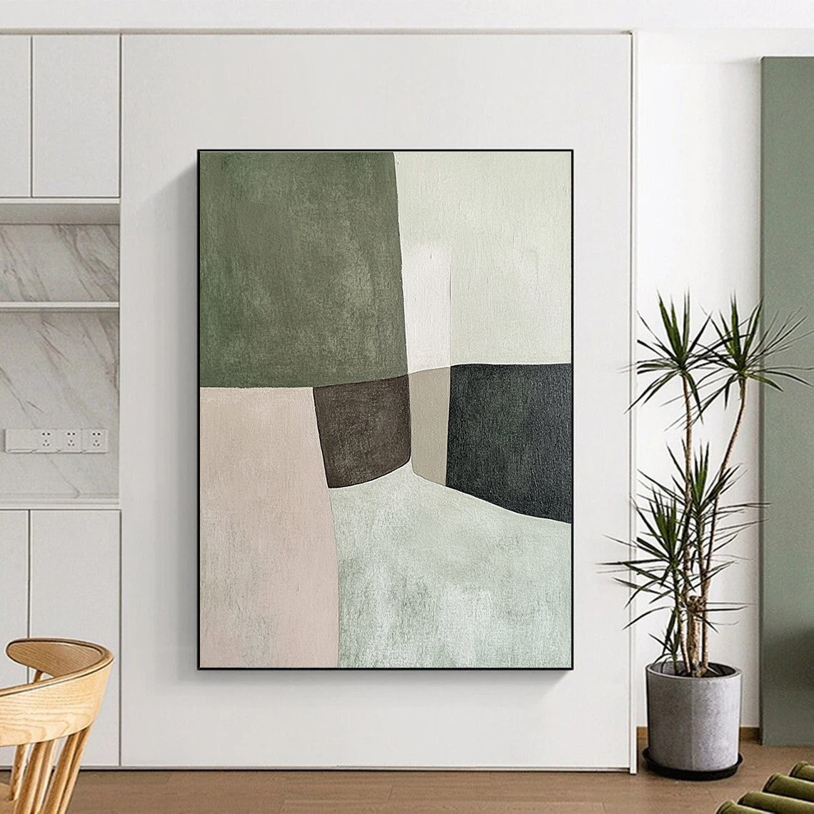 Neutral Shape Abstract Painting with Subtle Tones GER789