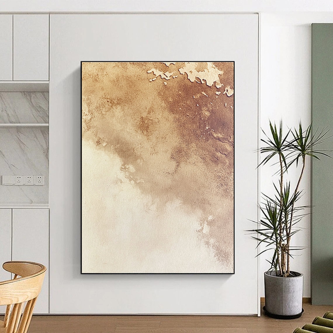 Brown and Beige Gradient Watercolor Abstract Painting with Soft Transitions GER005