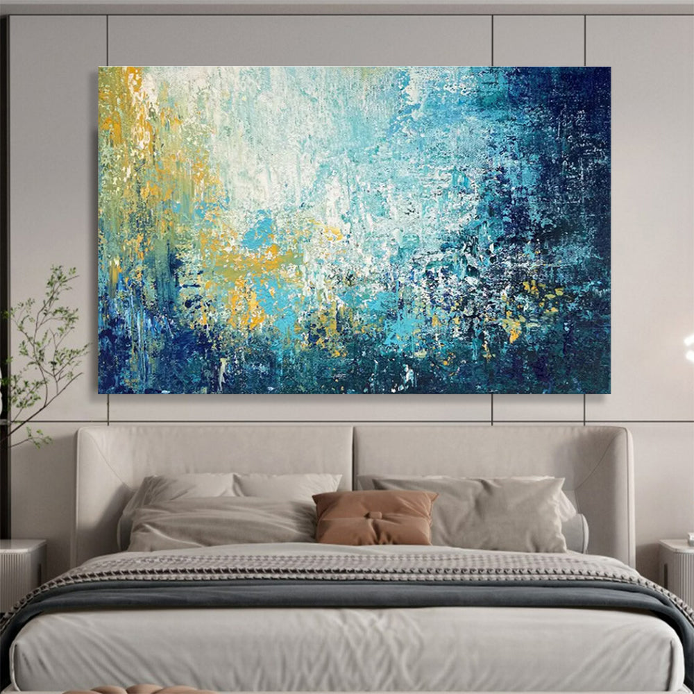 Blue Gold Abstract Painting with Light - Filled Abstraction THY327