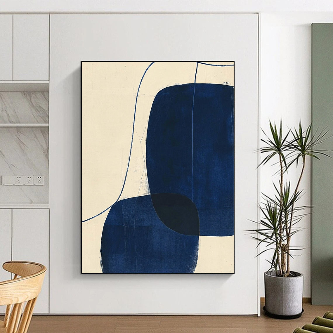Blue Oval Forms Abstract Painting GER856
