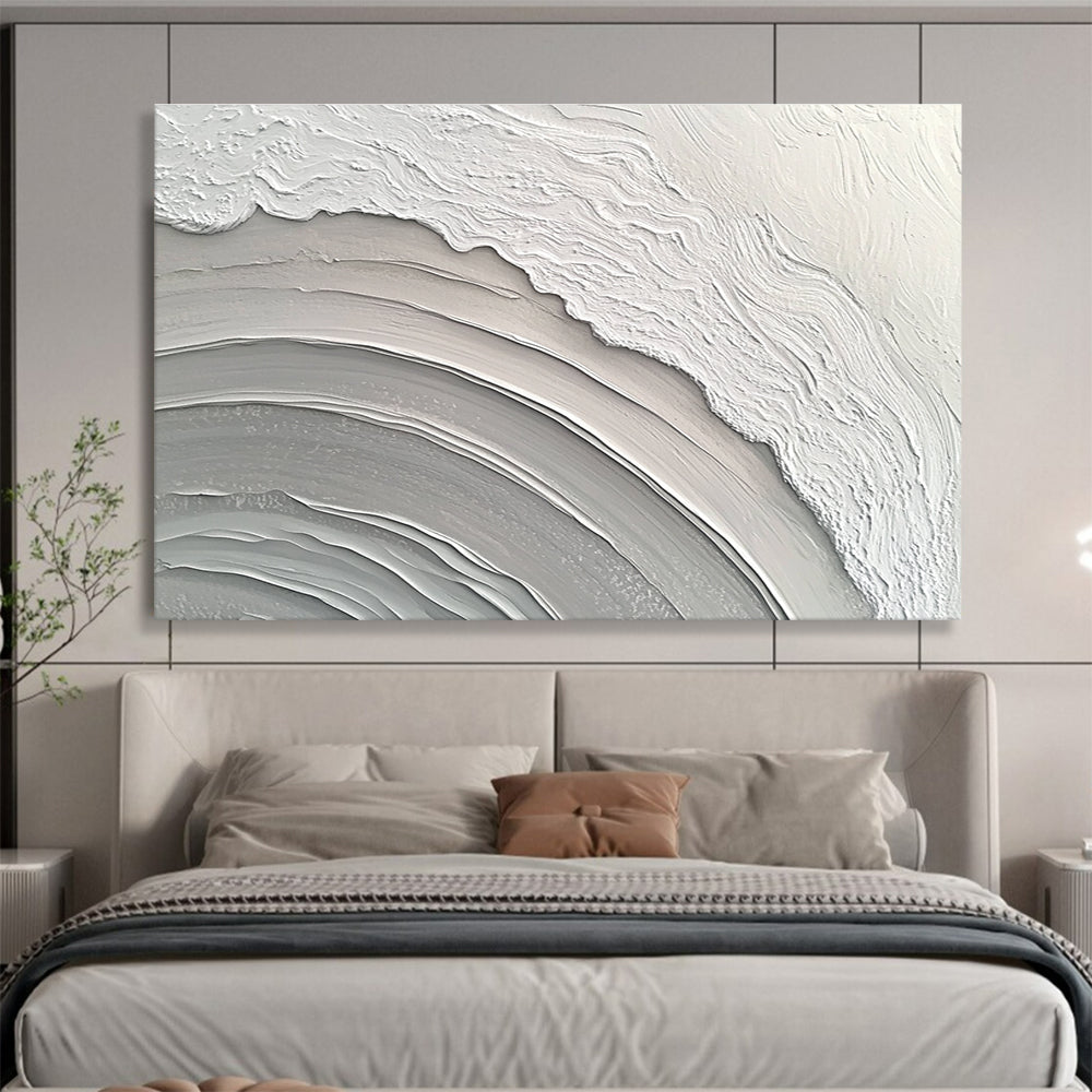Gray White Textured - Wavy Layers Abstract Painting DYP043