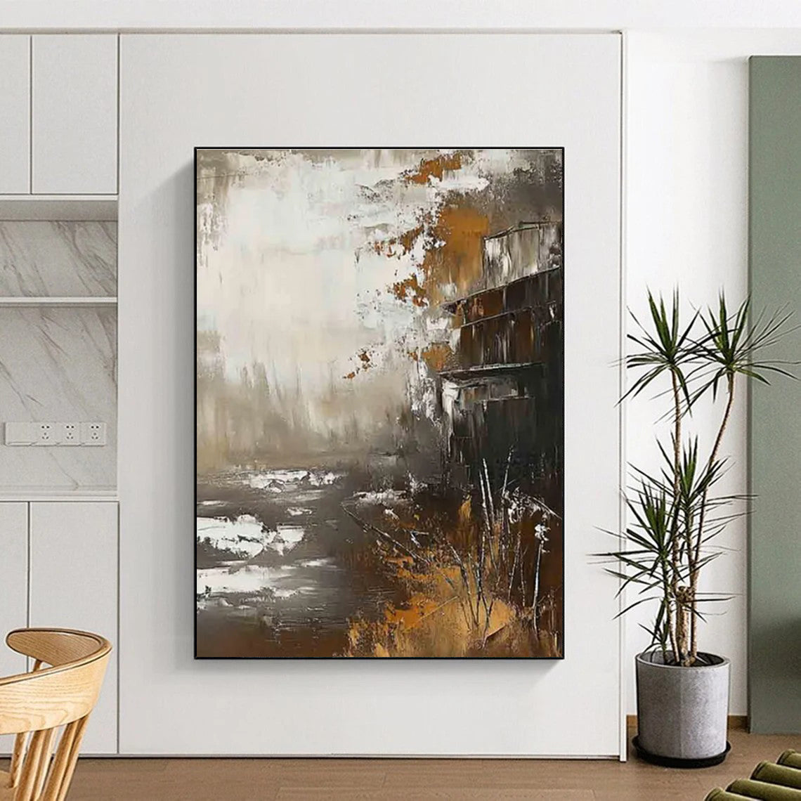 Riverbank Abstract Painting with Muted Tones ADGE485
