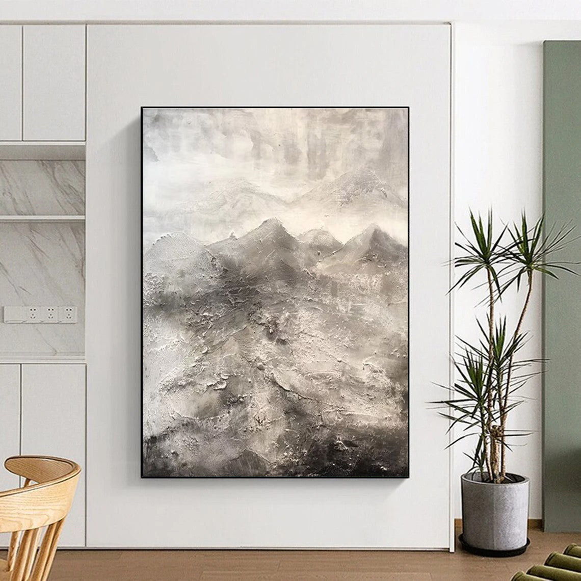 Gray Abstract Mountain Textured Painting ADGE256