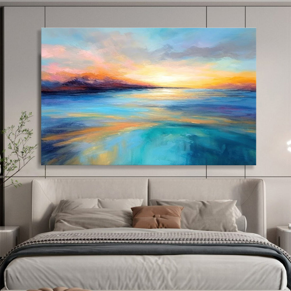 Vivid Color Sunset Sea Abstract Painting THY068