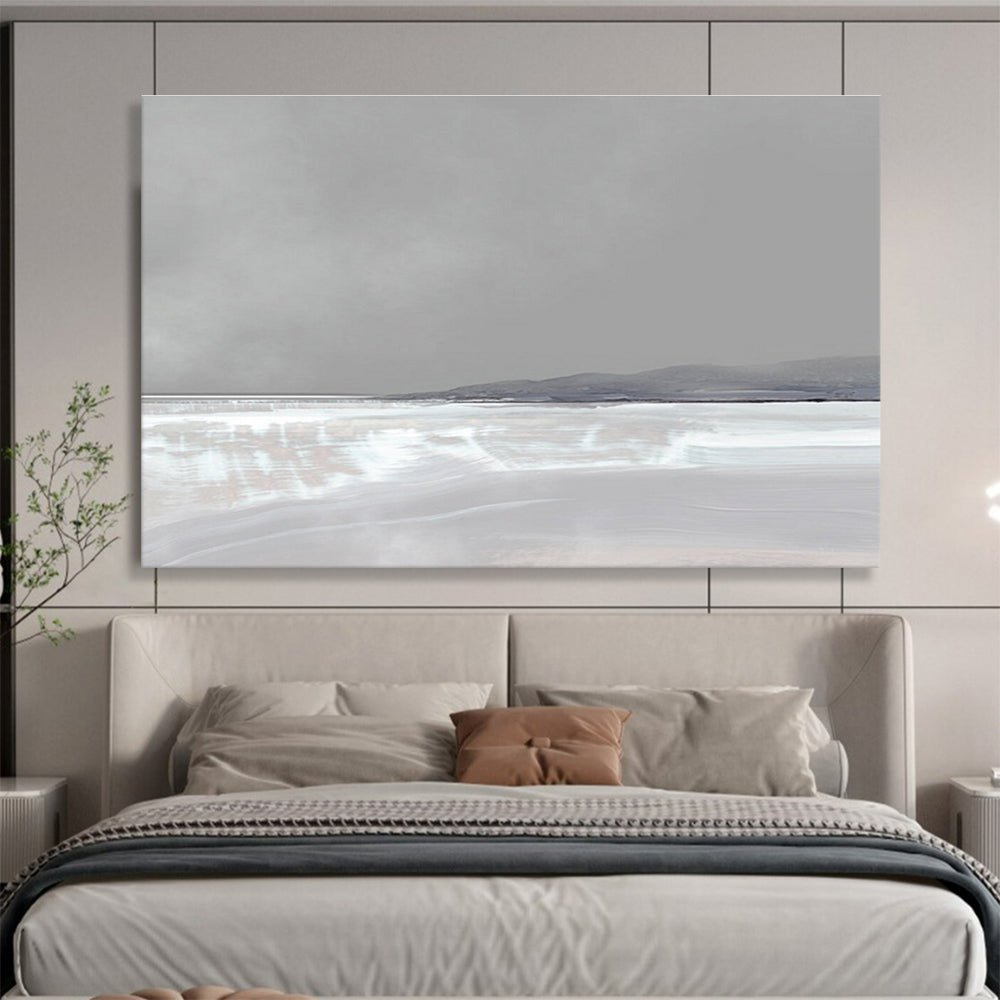 Pale Landscape Abstract Painting with Subtle Grey and White Tones THY137