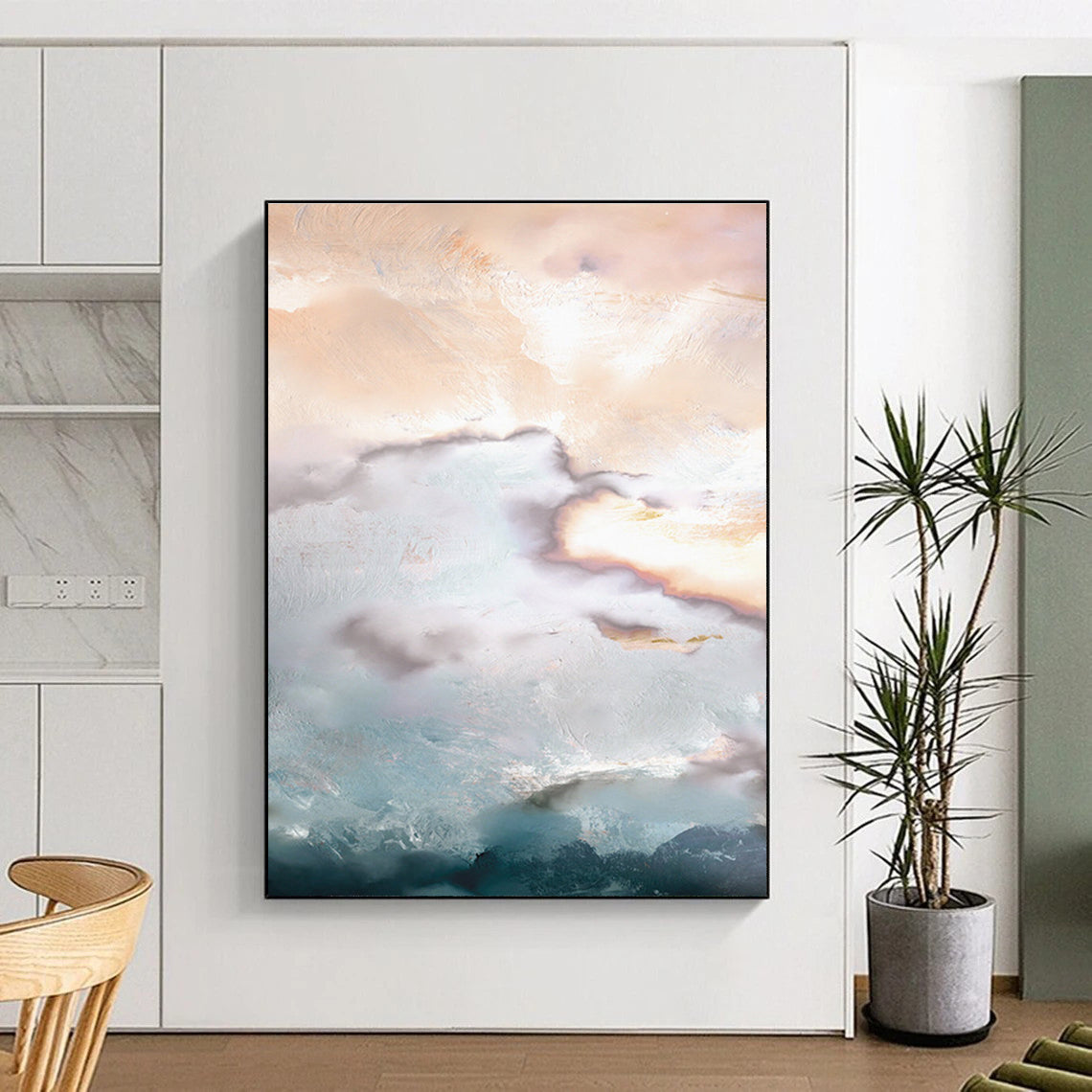 Blush and Teal Cloud - inspired Abstract Painting ADGE165