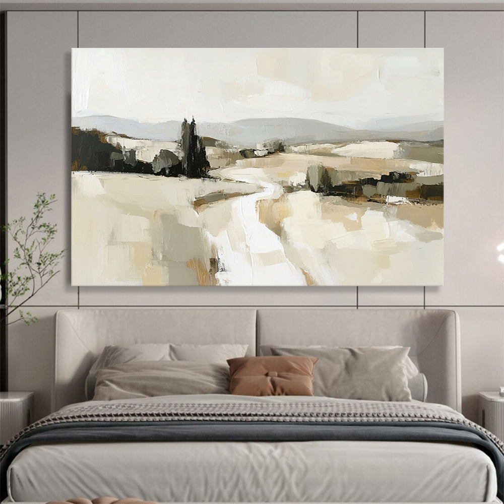 Abstract Rural Landscape Painting with Neutral Tones DYP286
