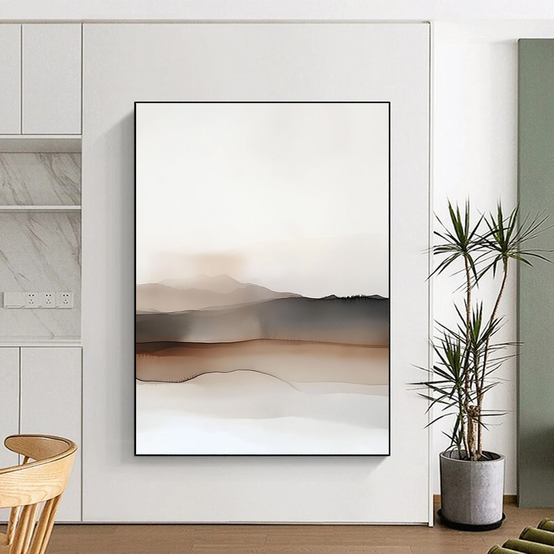 Brown and Beige Minimalist Abstract Landscape Painting GER193