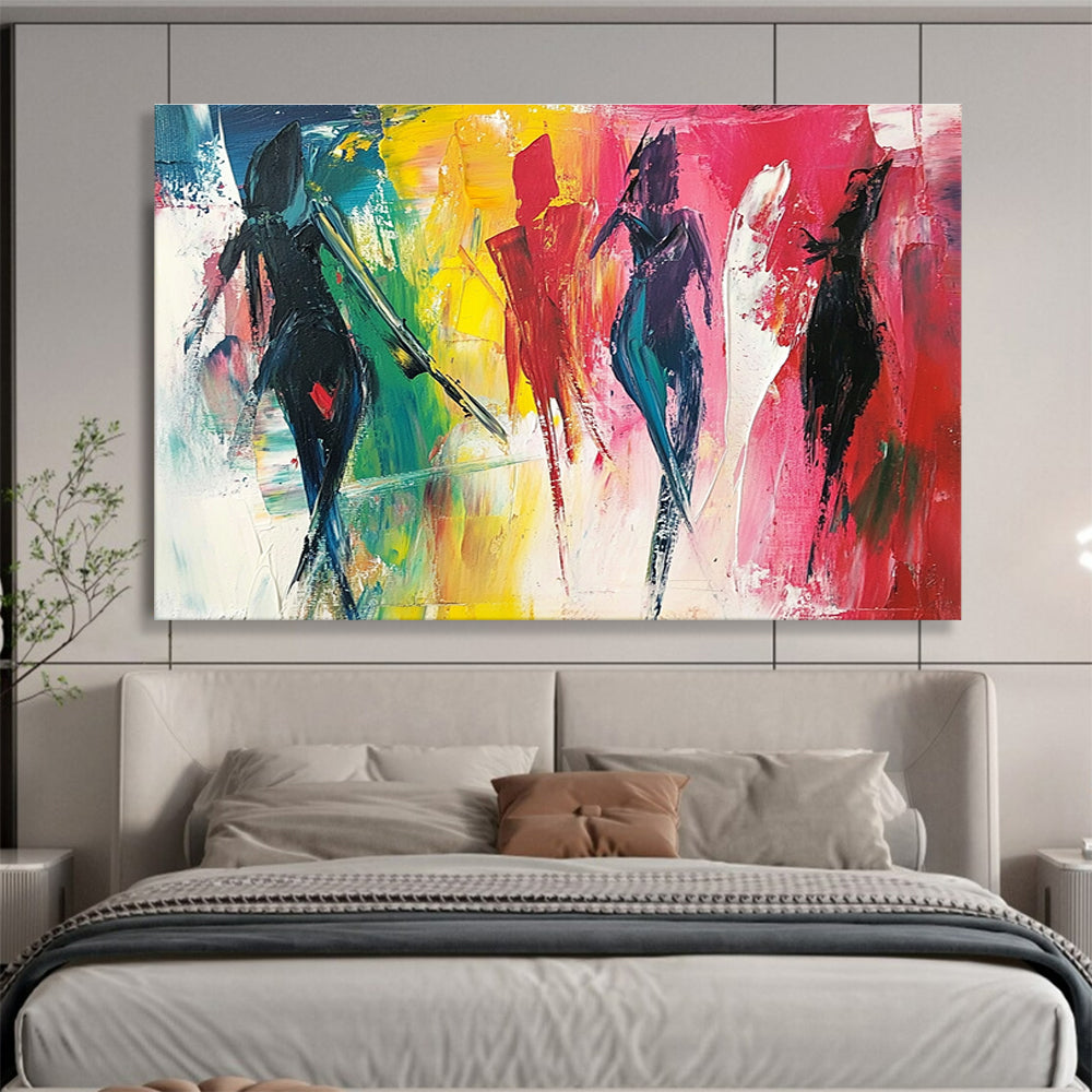 Colorful Figures Abstract Painting with Dynamic Brushstrokes DYP347