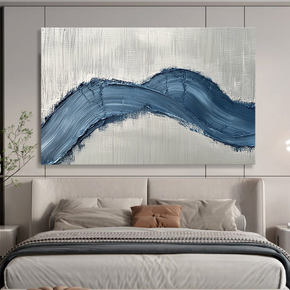 Blue Gray Textured - Curved Impasto Abstract Painting DYP044