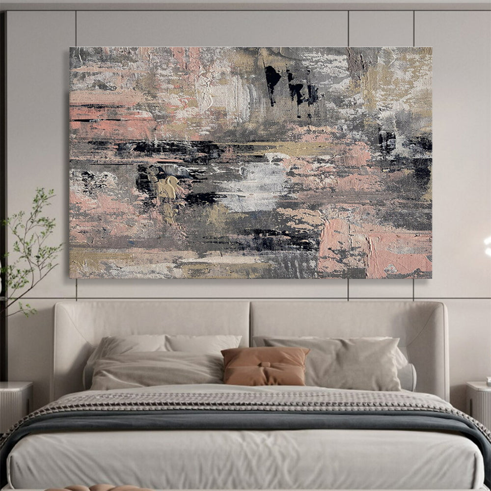 Gray Pink Abstract Painting with Subtle, Muted Tones THY380