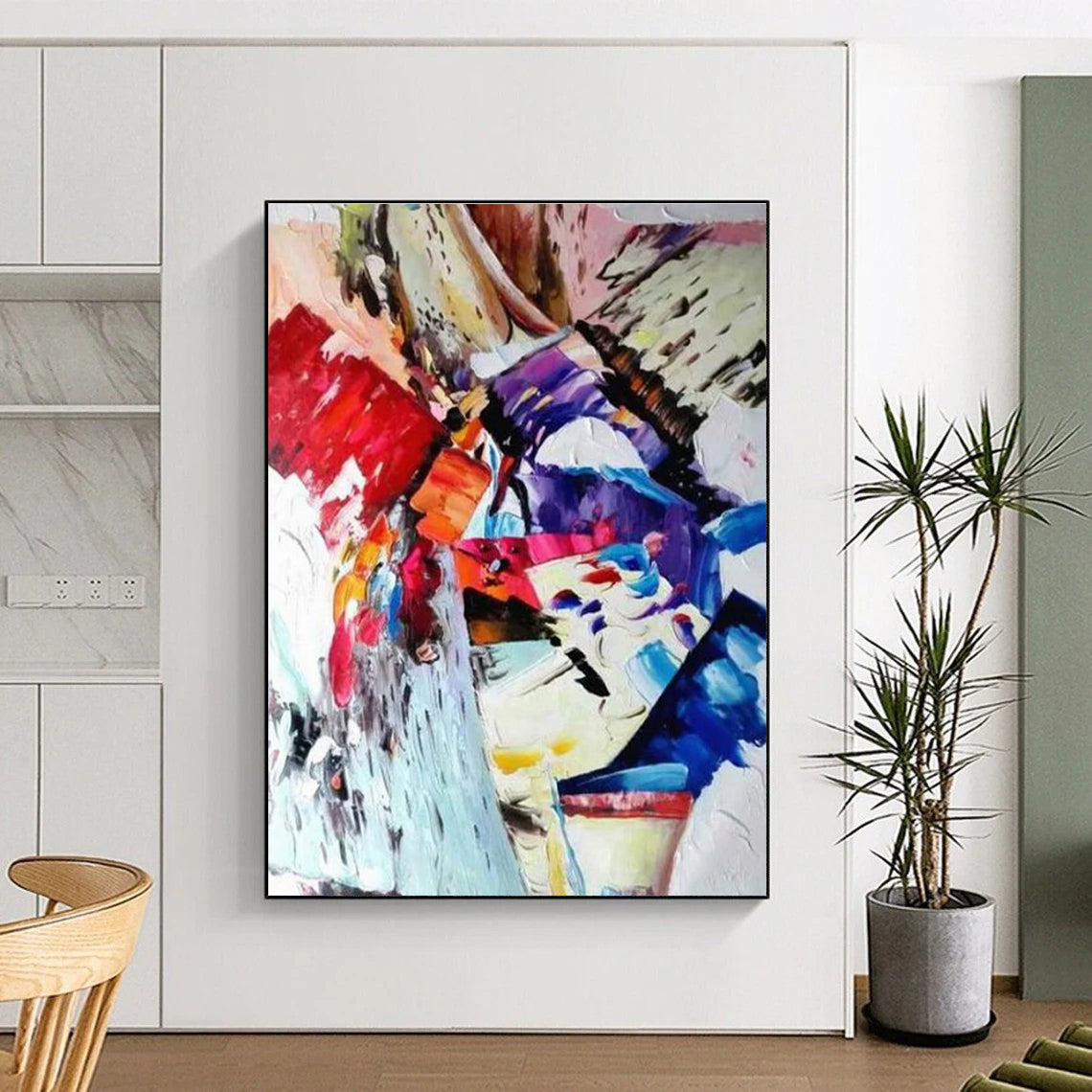 Colorful Abstract Composition Painting with Dynamic Forms ADGE420