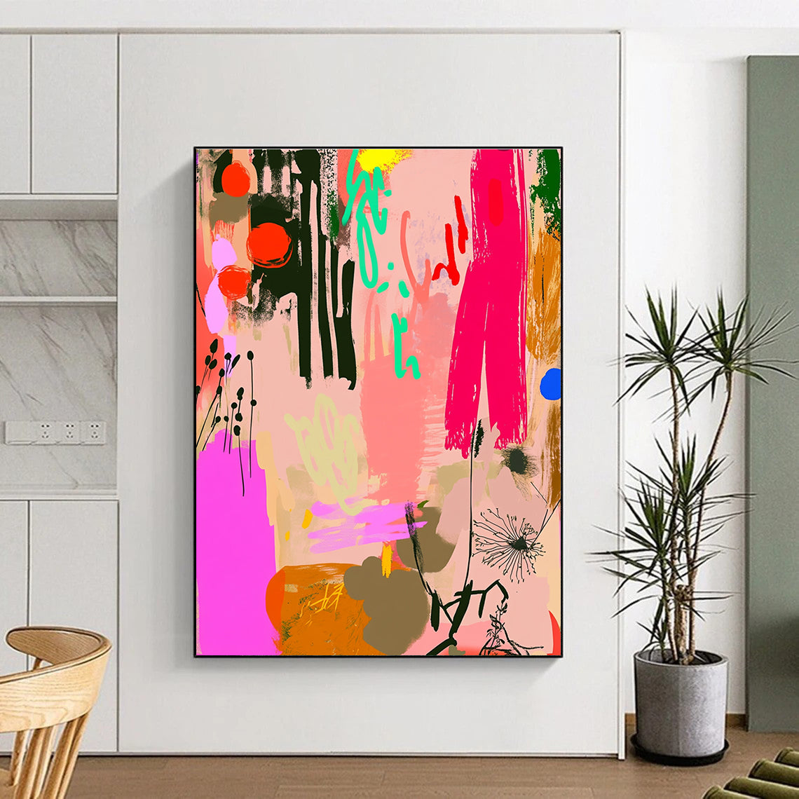 Eclectic Abstract Doodles Painting with Mixed Elements GER084