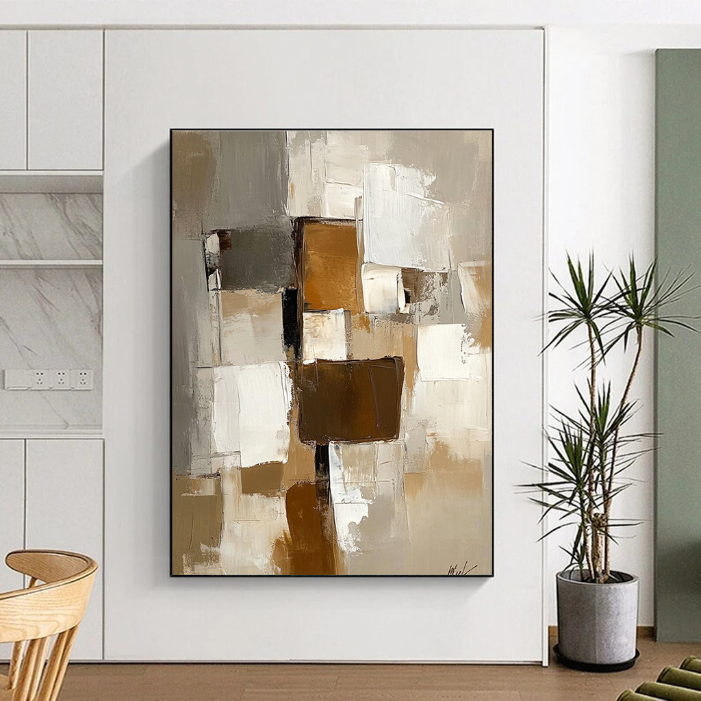 Geometric Abstract with Brown White and Gray GER337