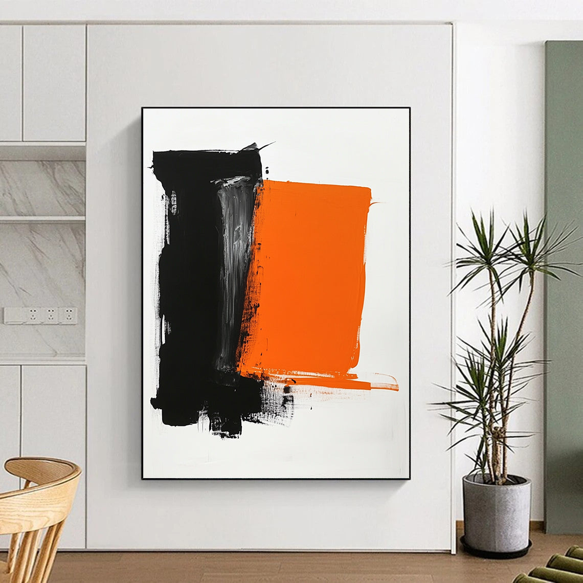 Black Orange Contrast Abstract Painting GER830