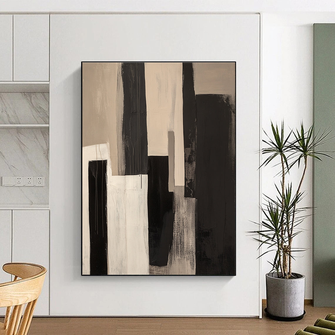 Black and White Urban - Inspired Abstract Painting with Dripping Effects GER228