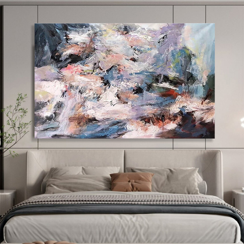 Colorful Chaos Abstract Painting with Vibrant Mixed Hues THY151