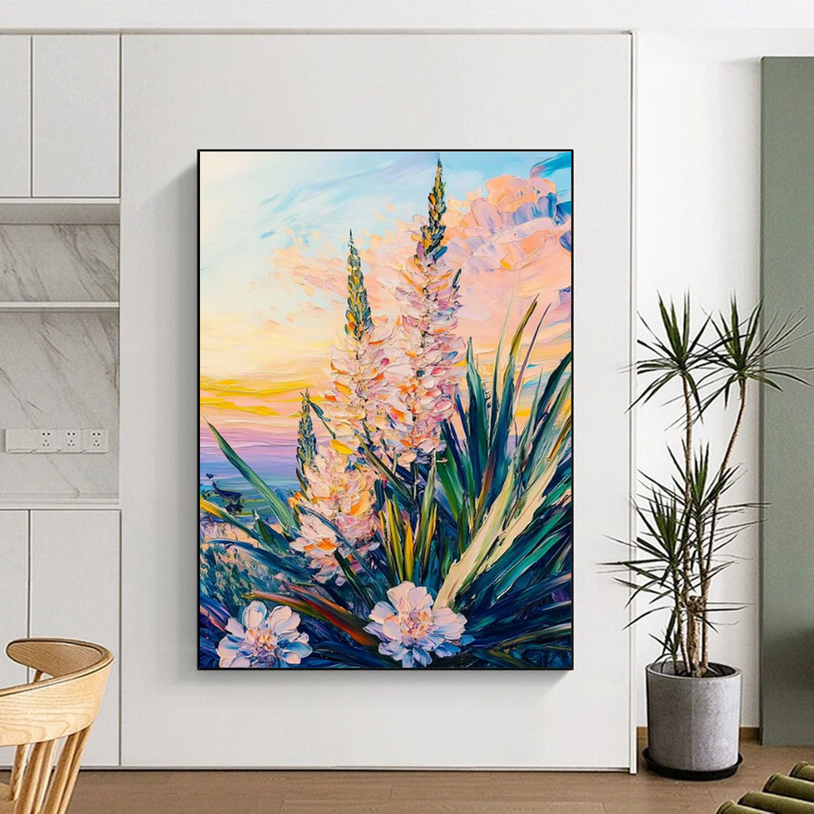 Pastel Flower Sunset Abstract Painting with Soft Hues ADGE528