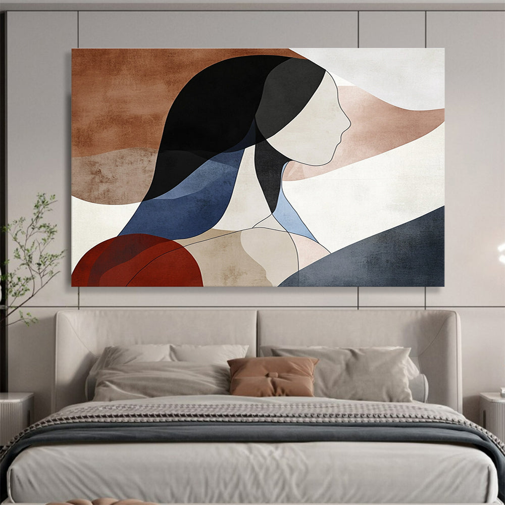 Abstract Female Figure Painting with Geometric Shapes DYP457