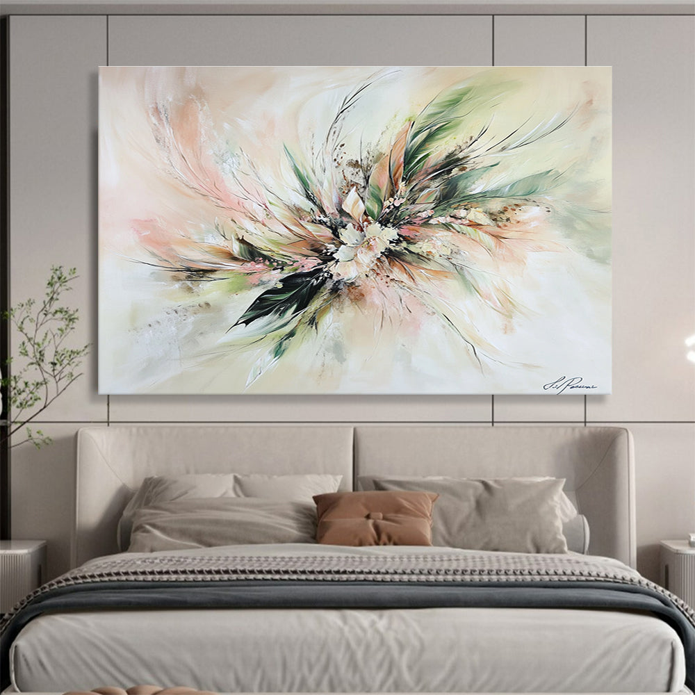 Soft - Toned Floral Abstract Painting with Delicate Brushstrokes DYP146