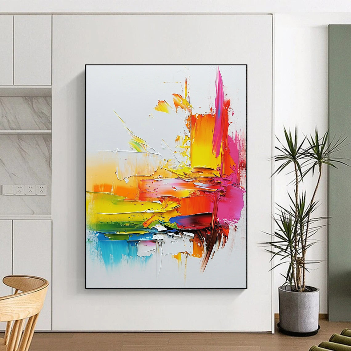 Multicolor Abstract Painting with Thick Textures GER715