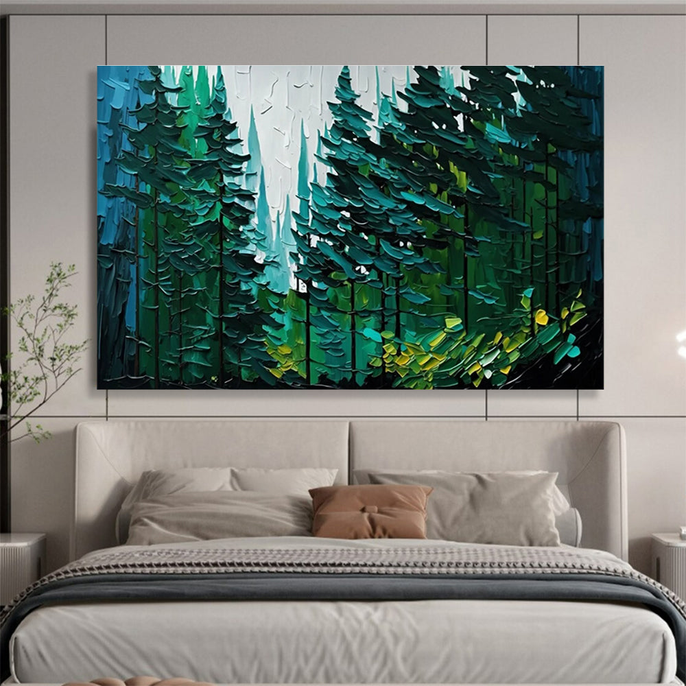 Forest Texture Abstract Painting with Greens and Blues THY308