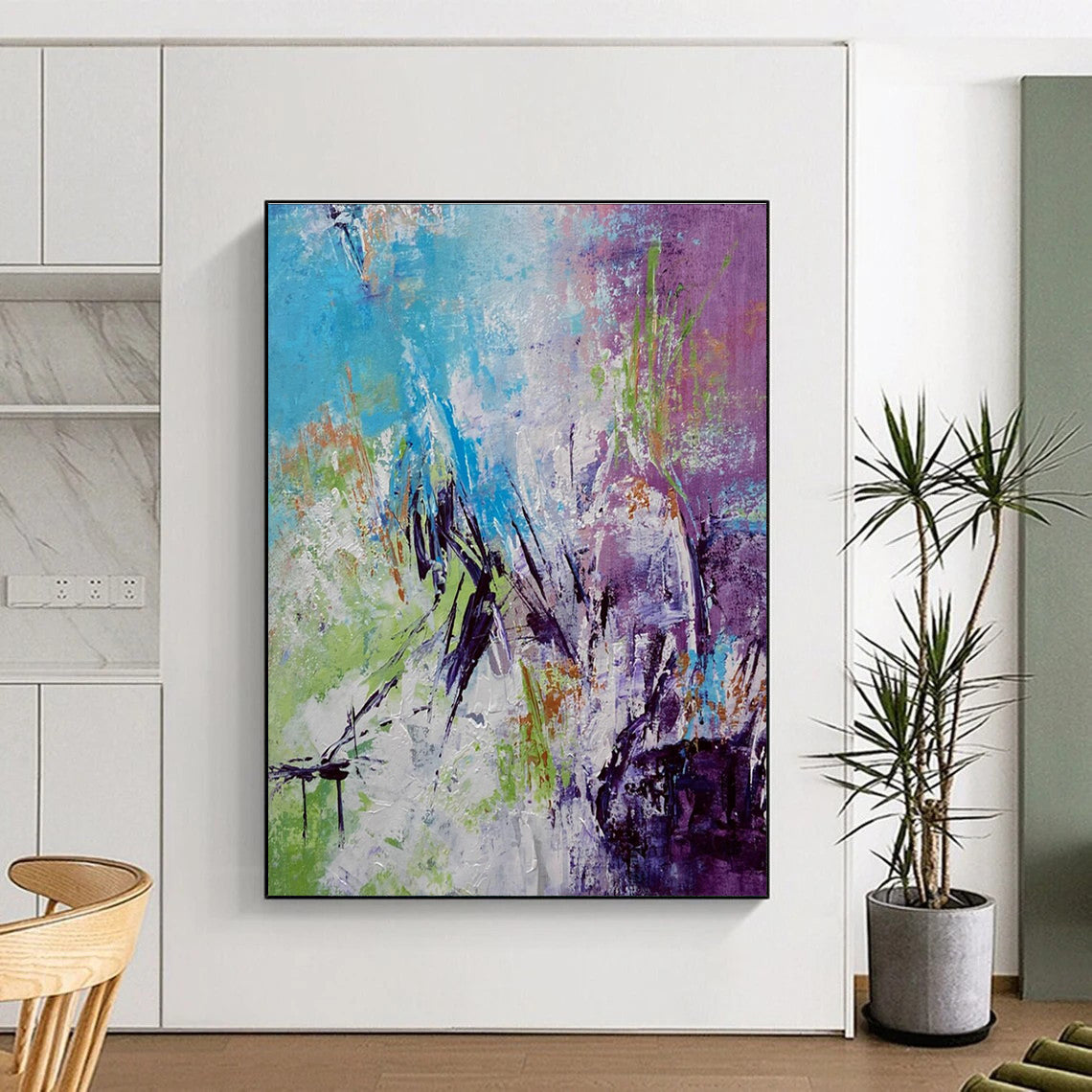 Colorful Eclectic Abstract Painting with Diverse Hues ADGE472