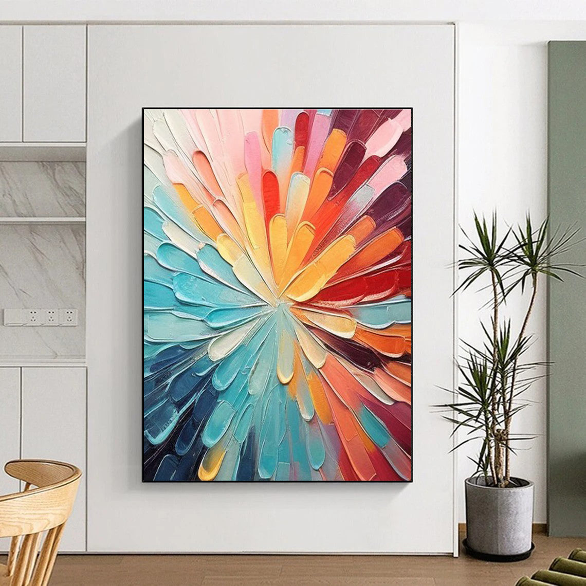 Colorful Petal Abstract Painting with Radial Pattern ADGE288