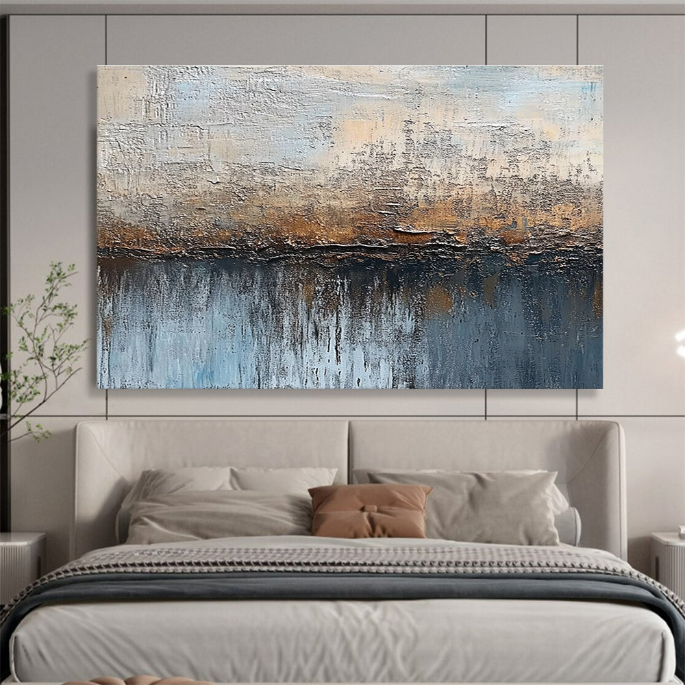 Earthy Tones Textured Abstract Painting with Reflective Elements DYP315