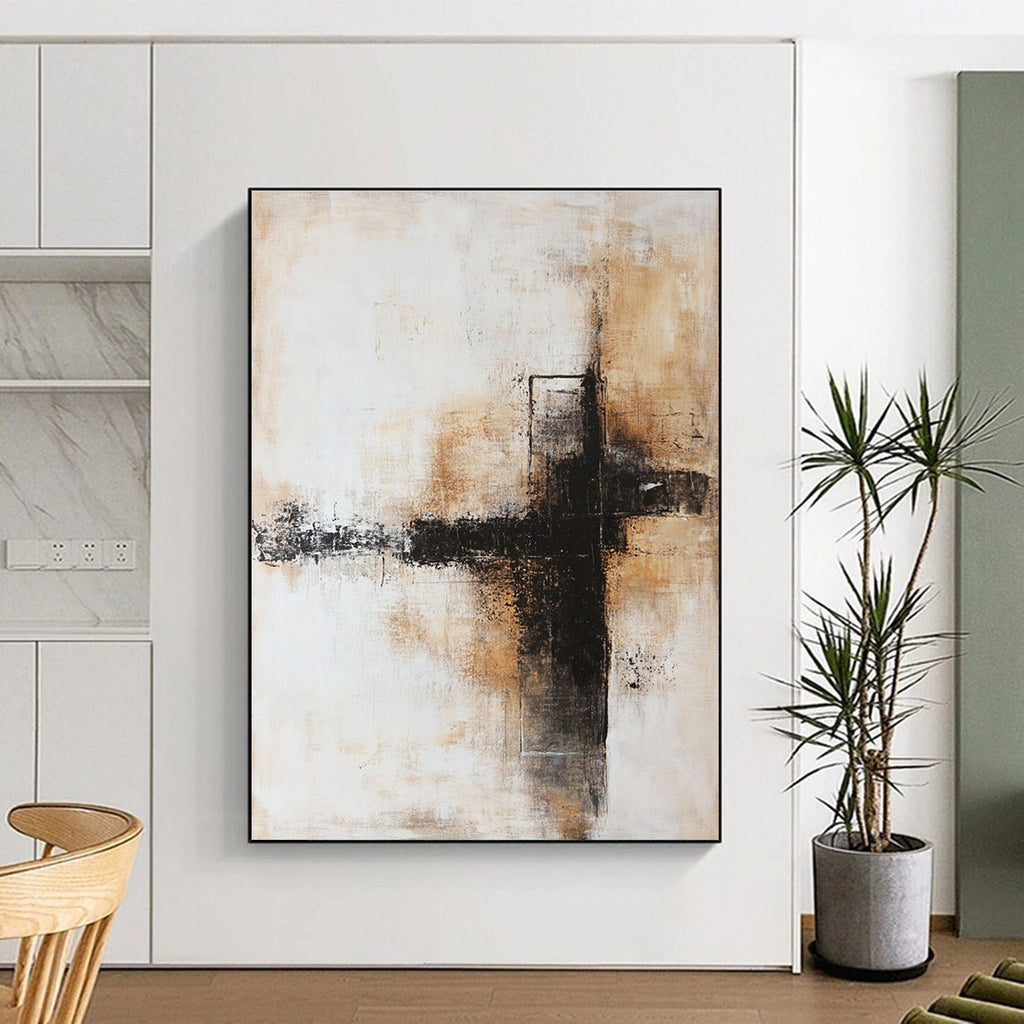 Cross Abstract with Black Brown and Beige GER339