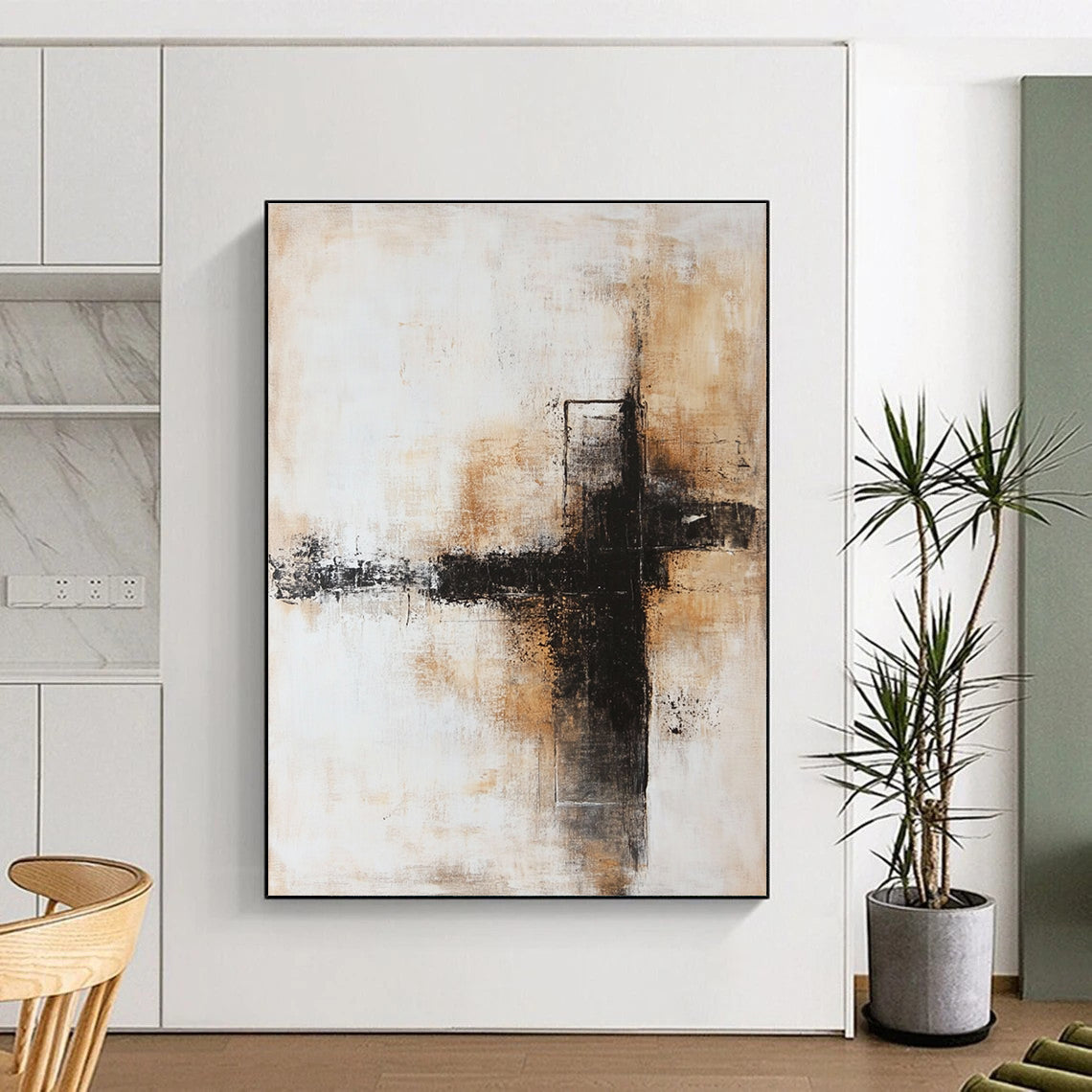 Cross Abstract with Black Brown and Beige GER339