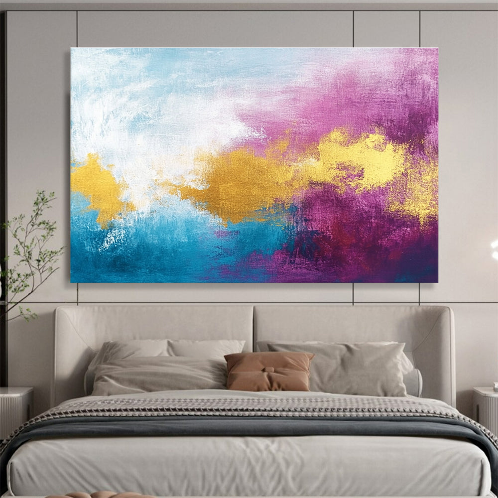 Blue Purple Gold Abstract Painting with Soft Blends DYP480