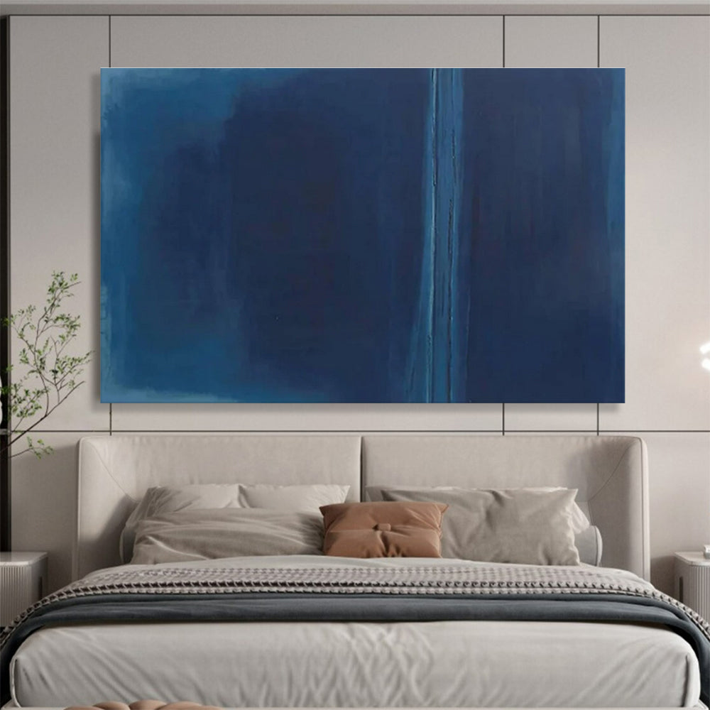 Minimalist Blue Abstract Painting with Subtle Shades THY273