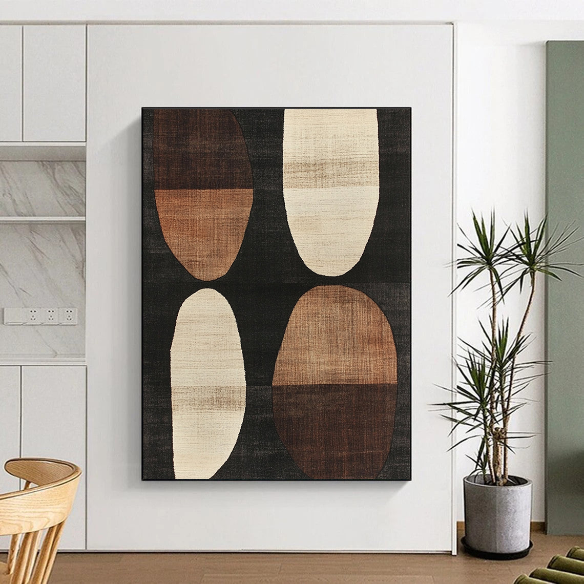 Brown Beige Oval Shapes Abstract Painting GER840