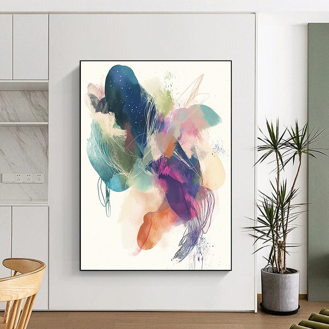 Whimsical Watercolor - Ink Abstract with Colorful Splashes GER275